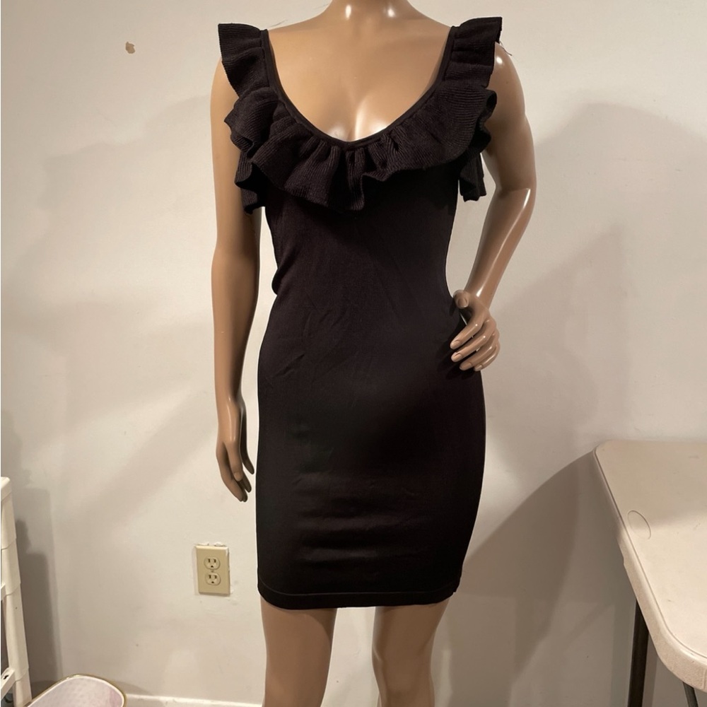 Bebe Bodycon Black Ruffle Dress